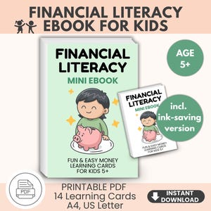 Financial Literacy Mini Ebook for Kids 5+ | Fun & Easy Money Learning Cards Printable PDF