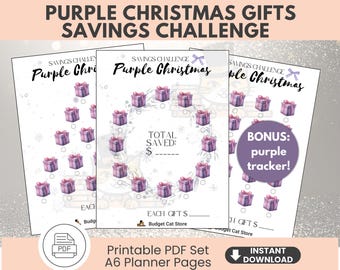 Sfida risparmio sui regali di Natale viola / A6 stampabile (download digitale)