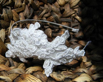 1920s style lace Bridal Headband, Gatsby  READY TO SHIP -