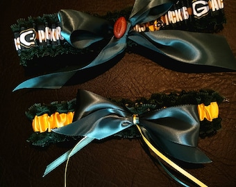 Green and Gold Garters, READY TO SHIP, Green Bay Garter