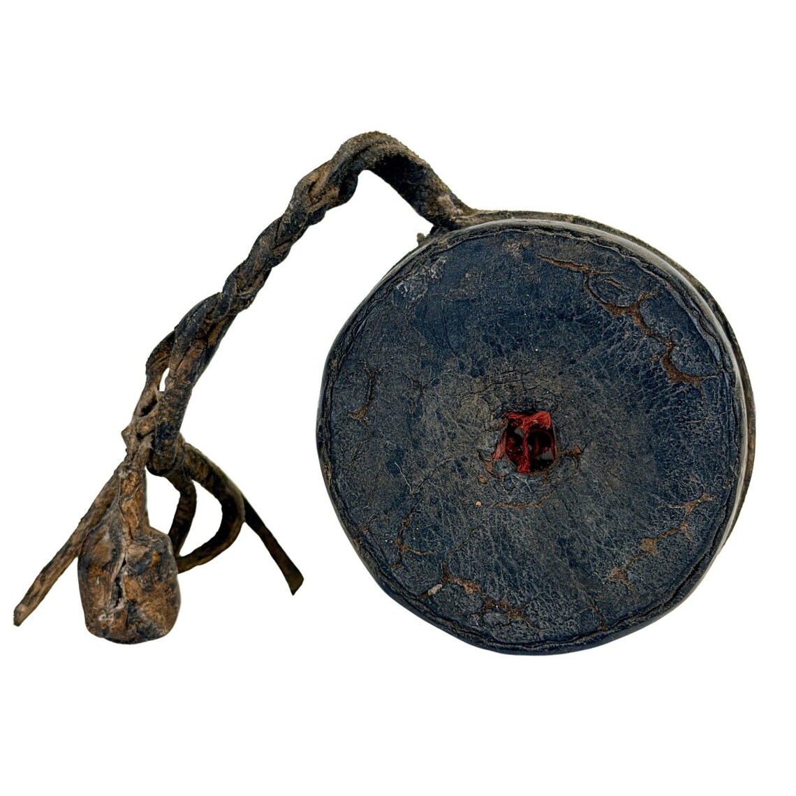 Antieke Tibetaanse Damaru – rituele handtrommel – ca. 1880–1920, foto 2 di 5