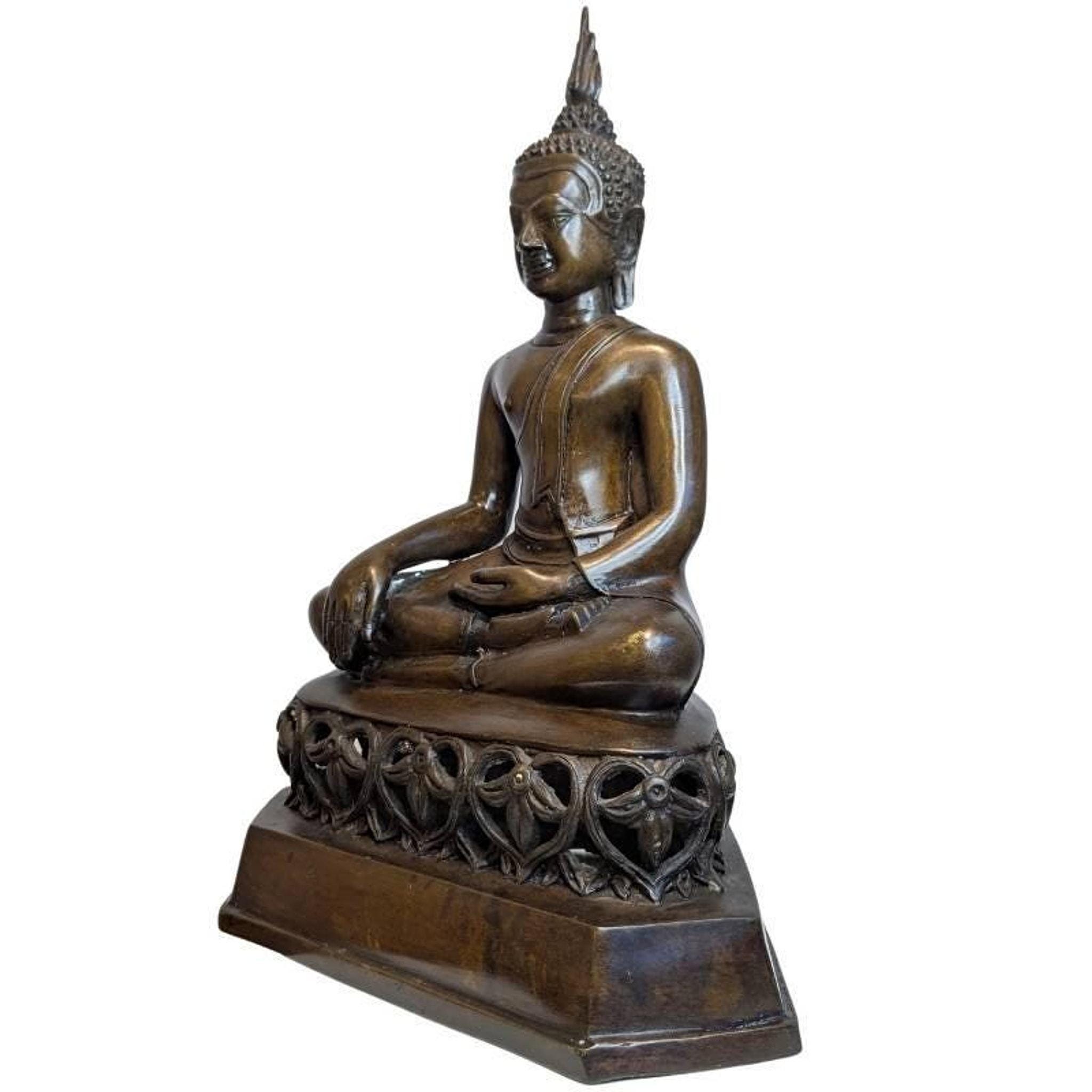 タイのブロンズ製仏像、高さ55.2cmの瞑想像 - Etsy 日本