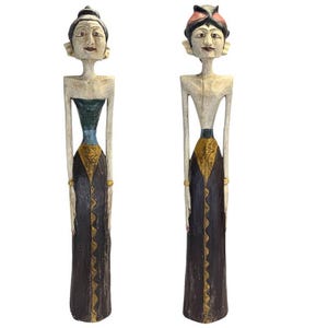 Estatuas monumentales de estilo javanés antiguo para bodas, conjunto de madera maciza de 100 cm.