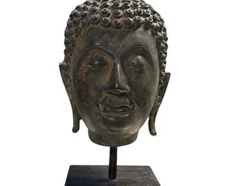 タイの仏頭の破片、アユタヤ出土のアンティーク青銅彫刻 - Etsy 日本