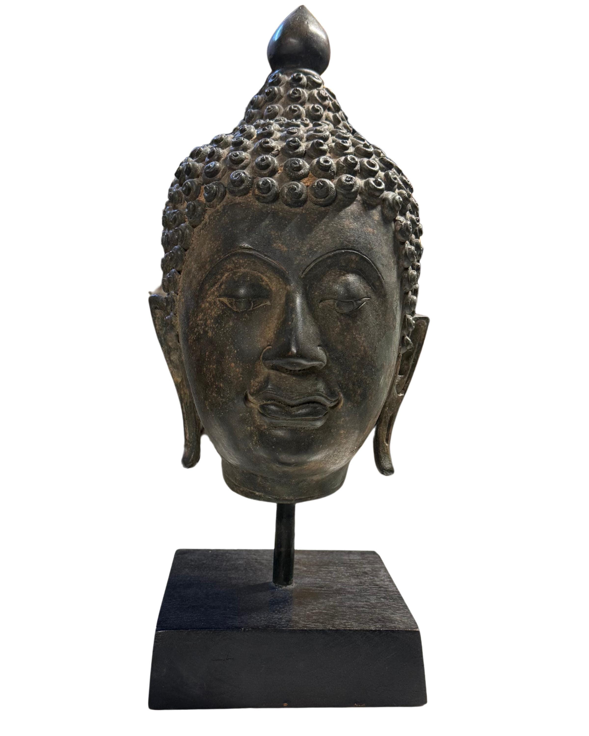 タイの仏頭の破片、アユタヤ出土のアンティーク青銅彫刻 - Etsy 日本