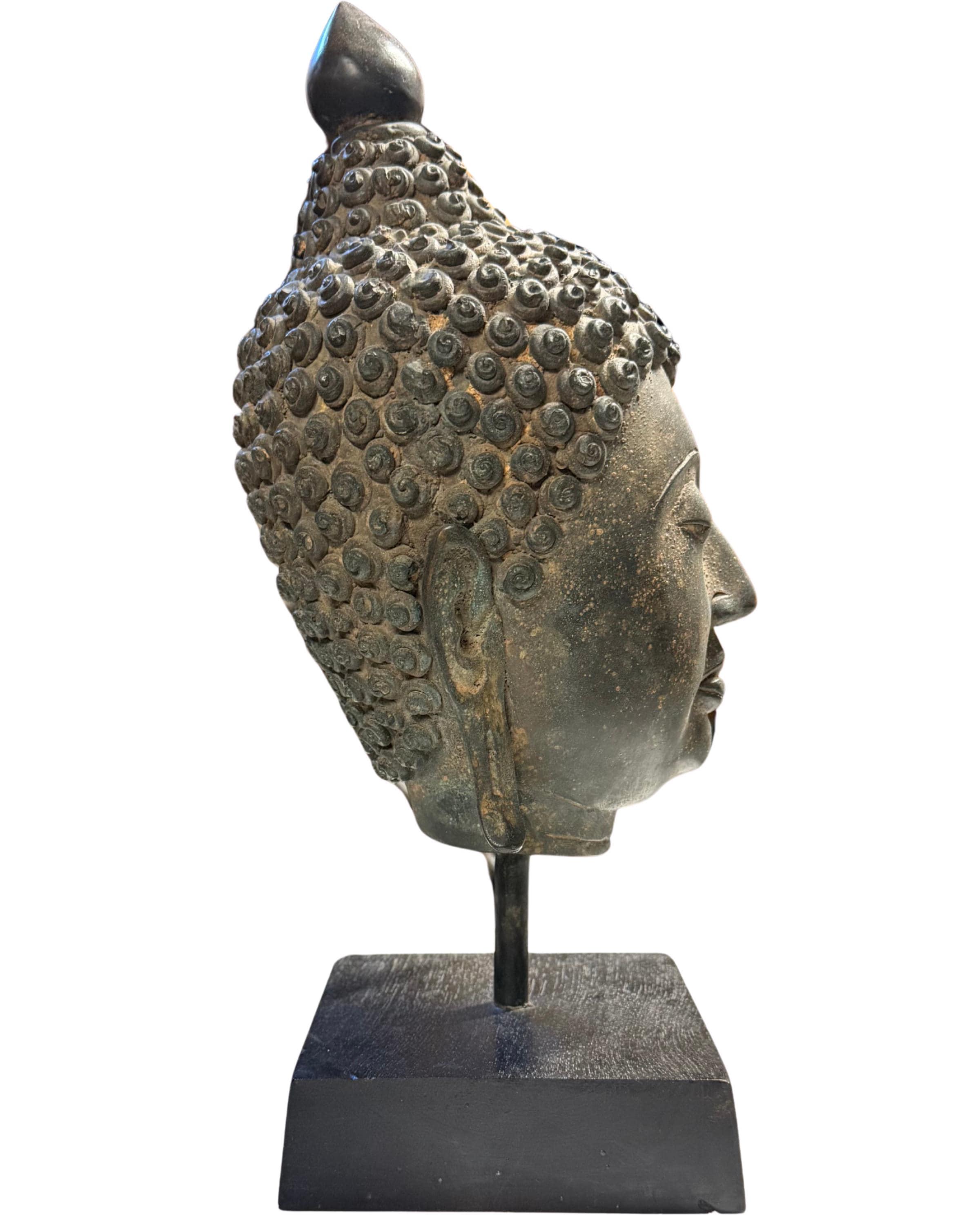 タイの仏頭の破片、アユタヤ出土のアンティーク青銅彫刻 - Etsy 日本