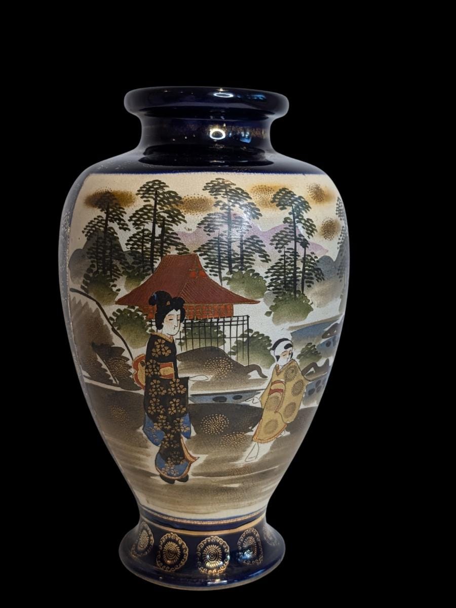 薩摩花瓶セット – 芸者風景、手描き - Etsy 日本