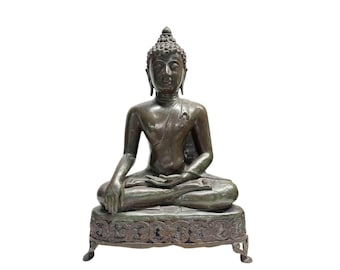 Antique Buddha Statue, Large Thai Bronze from 19th Century Rattanakosin