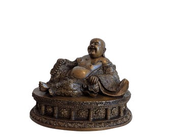 笑う仏像：赤と金の磁器の弥勒菩薩像、中国の富貴装飾 - Etsy 日本