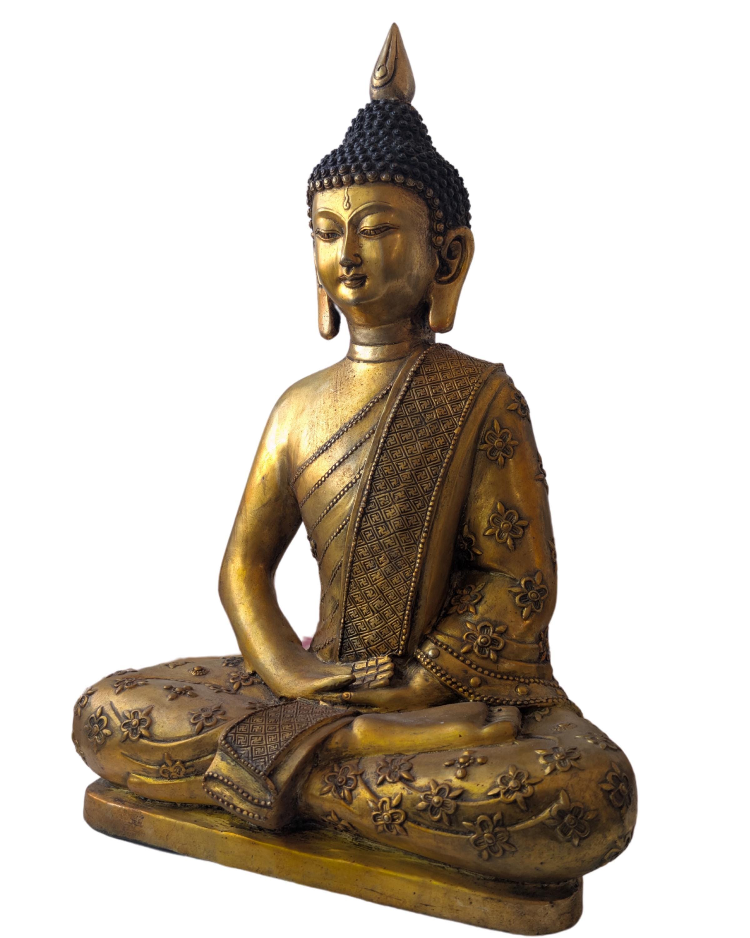 Large Chinese Gilt Bronze Buddha, Rattanakosin-style Meditation