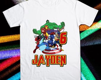 Anniversaire super-héros personnalisé avec transfert à repasser - Chemise DIY (fichier PNG)