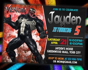 Black Spider Superhero Birthday Invitation – Personalized Printable File