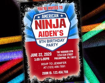 American Ninja Birthday Invitation – Personalized Printable File (JPEG)