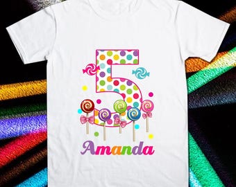 Camiseta de cumpleaños personalizada con dulces, transferencia para planchar - PNG (Descarga digital)