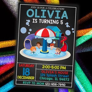 Water Slide Invitation Printable File - Water Slide Invitation - Water Slide Birthday Invitation - Water Slide High Resolution Images