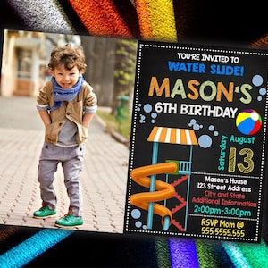 Water Slide Invitation Printable File - Water Slide Invitation - Water Slide Birthday Invitation - Water Slide High Resolution Images