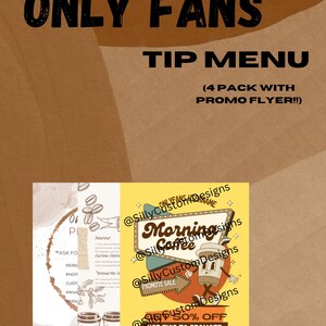 EDITABLE Coffee Theme Tip Menu - 4 Customizable Templates for OnlyFans Models Plus Promo Flyer - Digital Download ** CANVA**