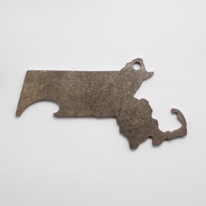 Massachusetts Shaped Bottle Opener Keychain - Stainless Steel