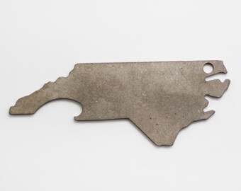 North Carolina Shaped Bottle Opener Keychain - Stainless Steel