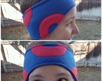 Cozy Fishman Donut Style Fleece Headband with Red O's and Fleece Lining