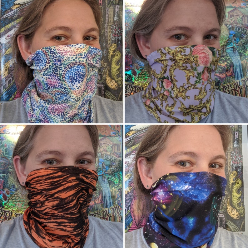 Stretchy Spandex Buff Neck Gaiter Fabric Mask with Nose