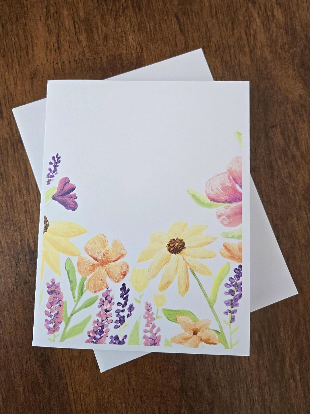 Wildflower Floral Greeting Card – Blank Inside, Hand Painted Garden ...