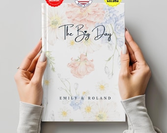 Der große Tag Hochzeit Tagebuch, personalisiertes Paar Andenken Buch, Name Blumenhochzeit Notizbuch, Verlobung Brautgeschenk Hochzeitsplanung