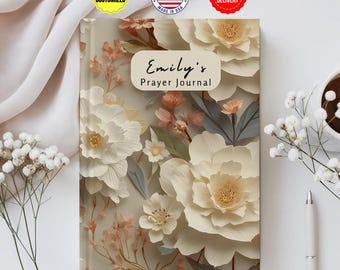Personalisiertes Gebetstagebuch für Frauen, benutzerdefiniertes Name Floral Glaube Notizbuch mit Namen, christliches Hardcover liniertes Notizbuch, christliches Geschenk