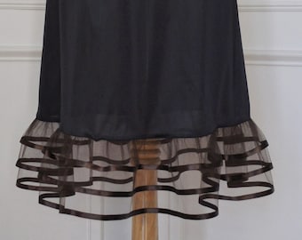 Slip extender - Three-tiered Brown Chocolate Tulle / Satin Ribbon RuffleTrimmed Slip -  Available in Many Colors