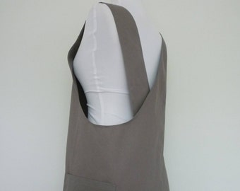 Gray Twill Cross-back Japanese Apron, Japanese Apron, Pinafore Japanese Apron, Gift for her, Gift, Holiday Gift, Size S M L XL 2XL