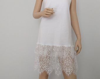 chinese dress ladies New Scalloped Guipure Lace Dress Extender Slip Dark Chocolate / 2XL