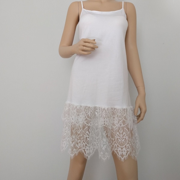 Shirt Extender White Lace Camisole, Top Slip Extender, Dress Extenders, White Lace Top Extender, Size S-2XL