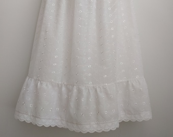 Slip Extender - Scalloped Eyelet White Cotton Tiered Petticoat Slip, Scalloped Eyelet Slip, Wedding Bridesmaid Slip- XS S M L XL XXL