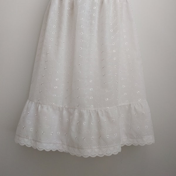 Slip Extender - Scalloped Eyelet White Cotton Tiered Petticoat Slip, Scalloped Eyelet Slip, Wedding Bridesmaid Slip- XS S M L XL XXL