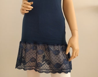 Shirt Extender Navy Lace Camisole, Top Slip Extender, Dress Extenders, Navy Lace Top Extender, Size S-L