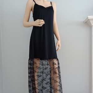 Extensor de deslizamiento completo - Largo negro, blanco, encaje de marfil / Enagua gótica Slip / Vestido/Falda Slip Extender / Tamaño XS - XXL