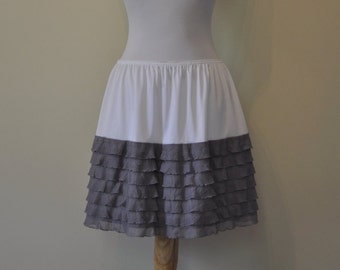 Gray Tiered  Ruffle Trim -  Slip Extender - XS S M L XL 2XL