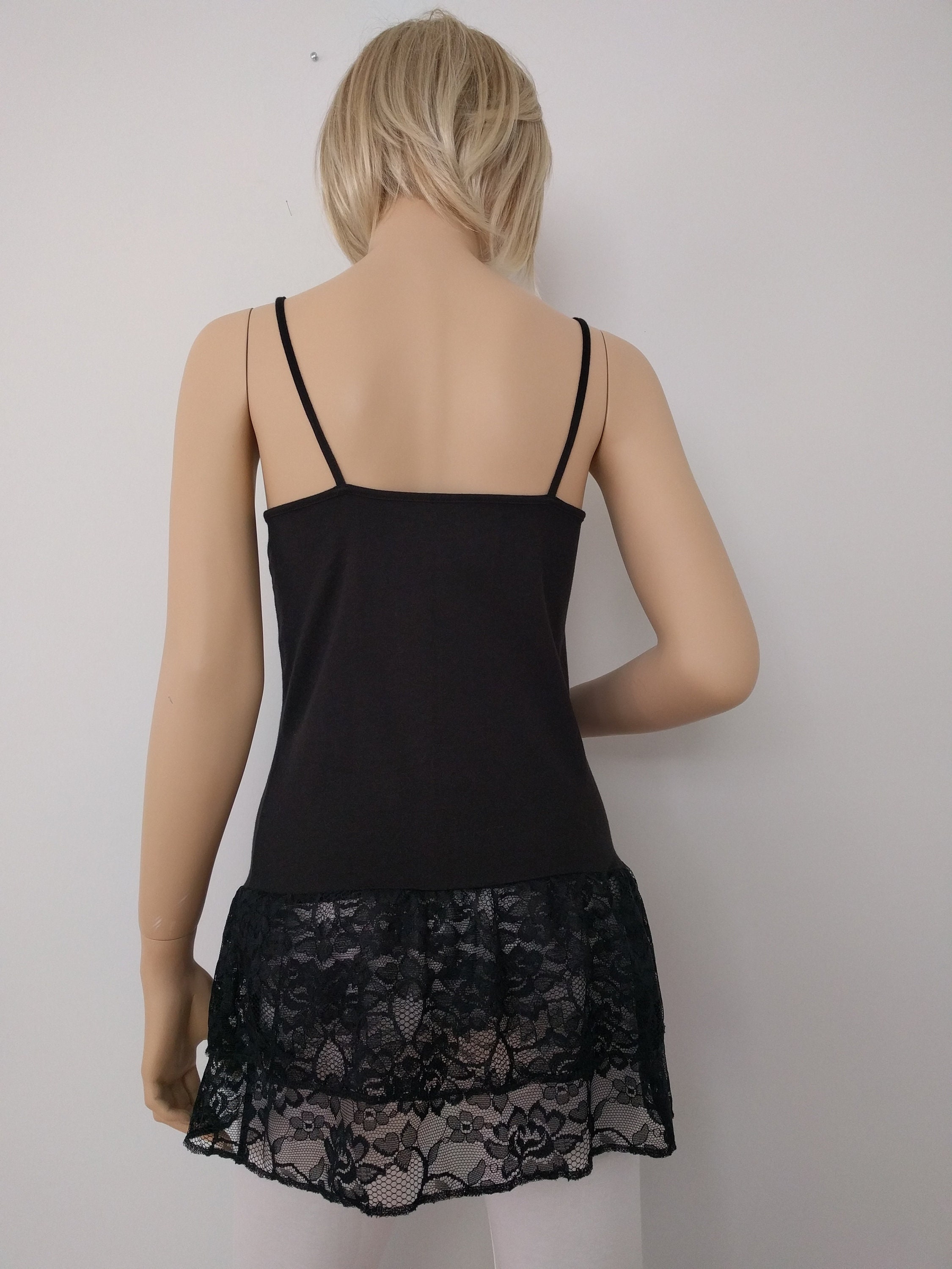 Shirt Extender Black Lace Camisole Top Slip Extender Dress Etsy Canada