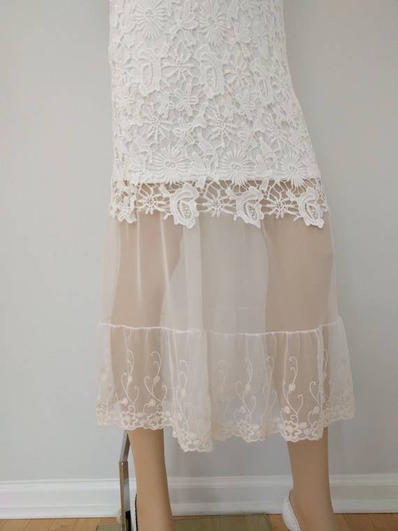 ivory dress extender Slip Extender, Lace Slip Extender, Lace Tiered Ruffle Trim Slip, Ivory Lace Long Half Slip, Size - XS S M L XL XXL country_of_origin: guatemala