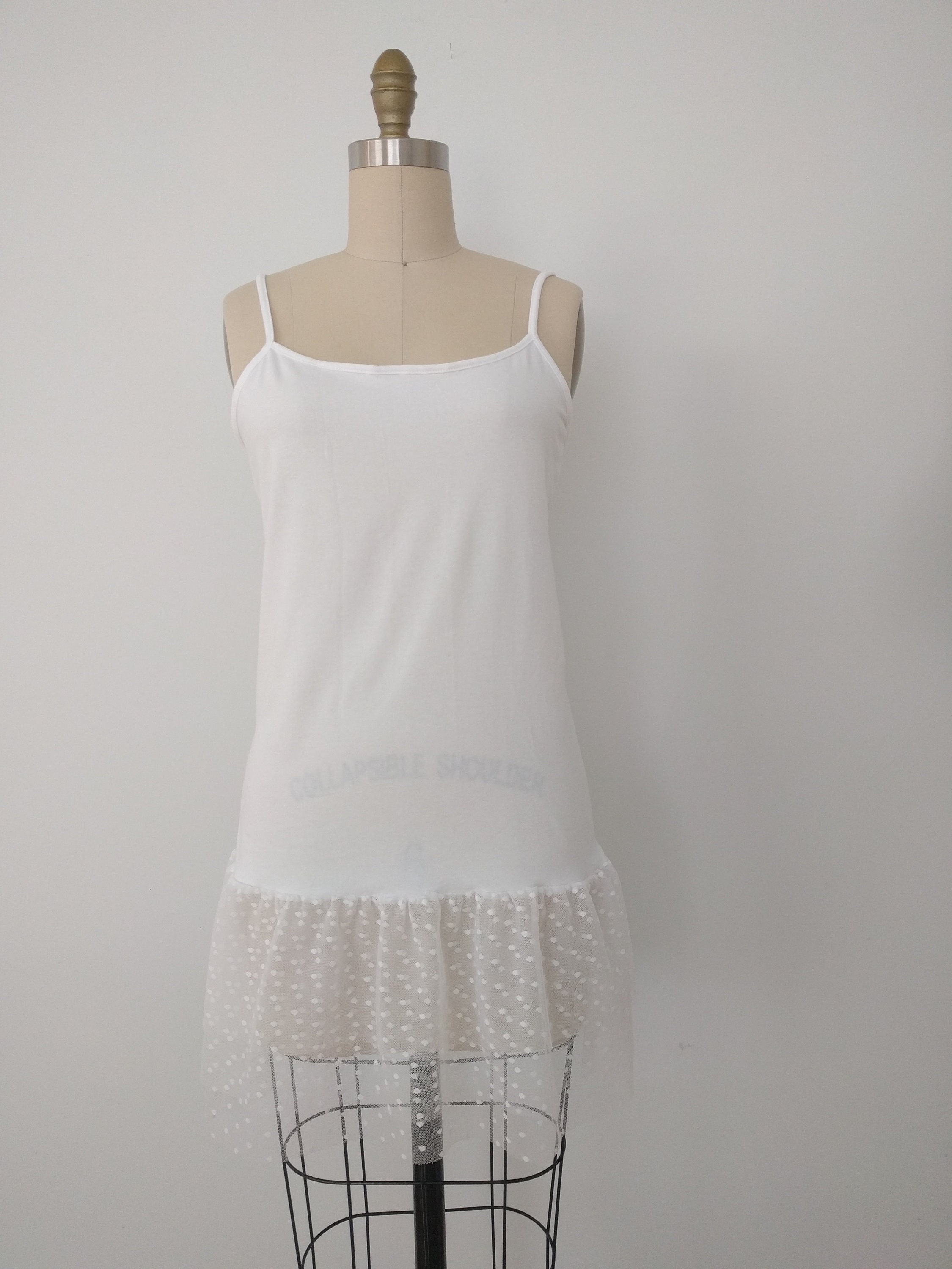 Shirt Extender White Dot Tulle Camisole, Top Slip Extender
