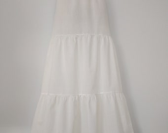 Slip Extender - Ivory / White Cotton Tiered Petticoat Slip, Cotton Slip, Wedding Bridesmaid Slip- XS S M L XL XXL