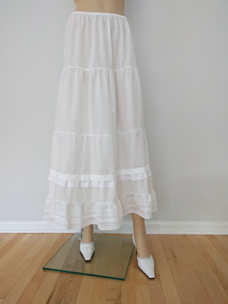 Slip Extender Scalloped Eyelet White Cotton Tiered Petticoat - Etsy