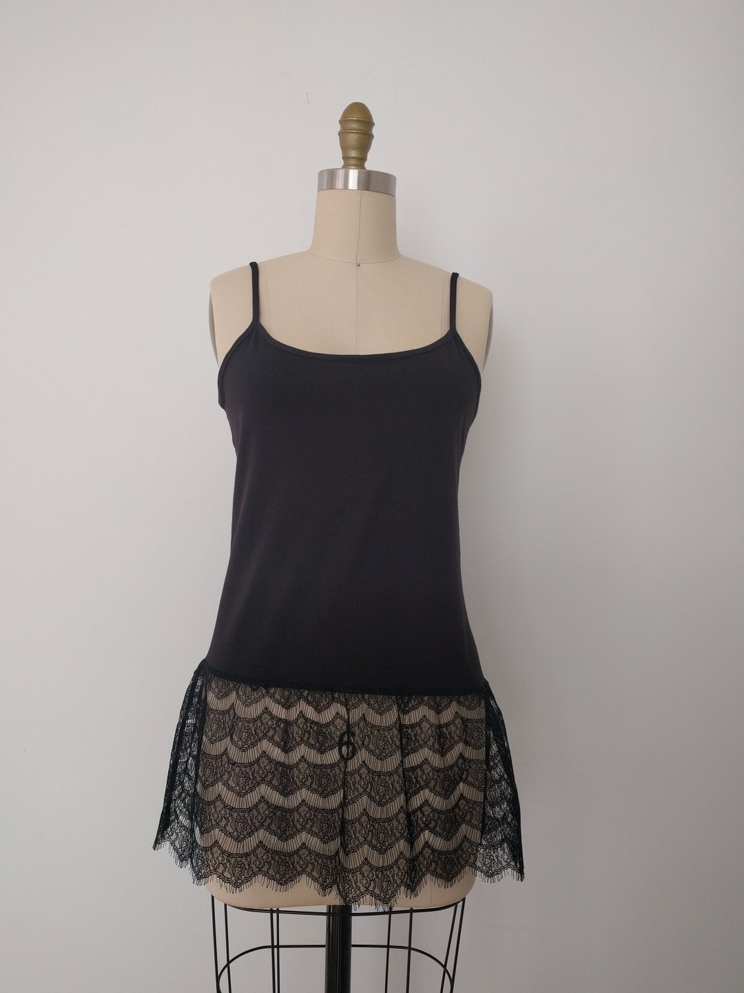 Shirt Extender Black Lace Camisole, Top Slip Extender, Dress Extenders, Black Lace Top Extender