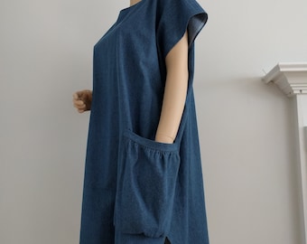 Indigo Denim Dress / Apron, Japanese Apron, Gift for her, Gift, Size S-XL