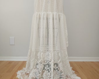 Wedding Ivory Lace Skirt, Over Skirt, Steampunk, Bridesmaid, Bohemian Gypsy Wedding Victorian Flamenco, Size XS -L