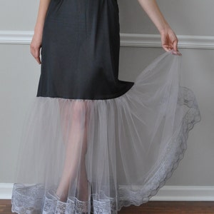 Slip Extender, Long Gray Lace/Tulle Steampunk Gothic Petticoat Slip, Lace Slip Extender - XS S M L XL XXL