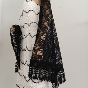 Mangas extraíbles de encaje negro nupcial - mangas de boda boho fuera del hombro, mangas largas negras desmontables, disfraz de Halloween