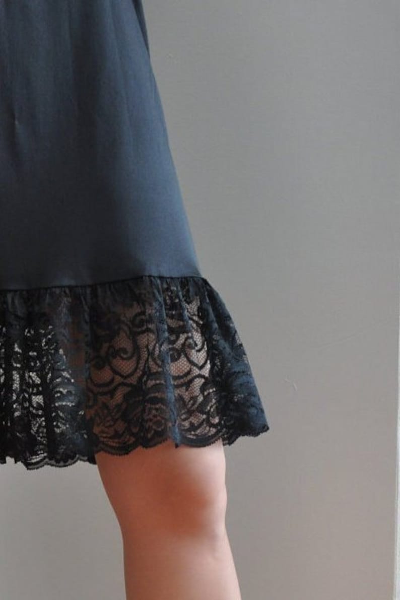 Slip Extender Black Long Lace Raffle Trimmed Slip Lace Slip Etsy