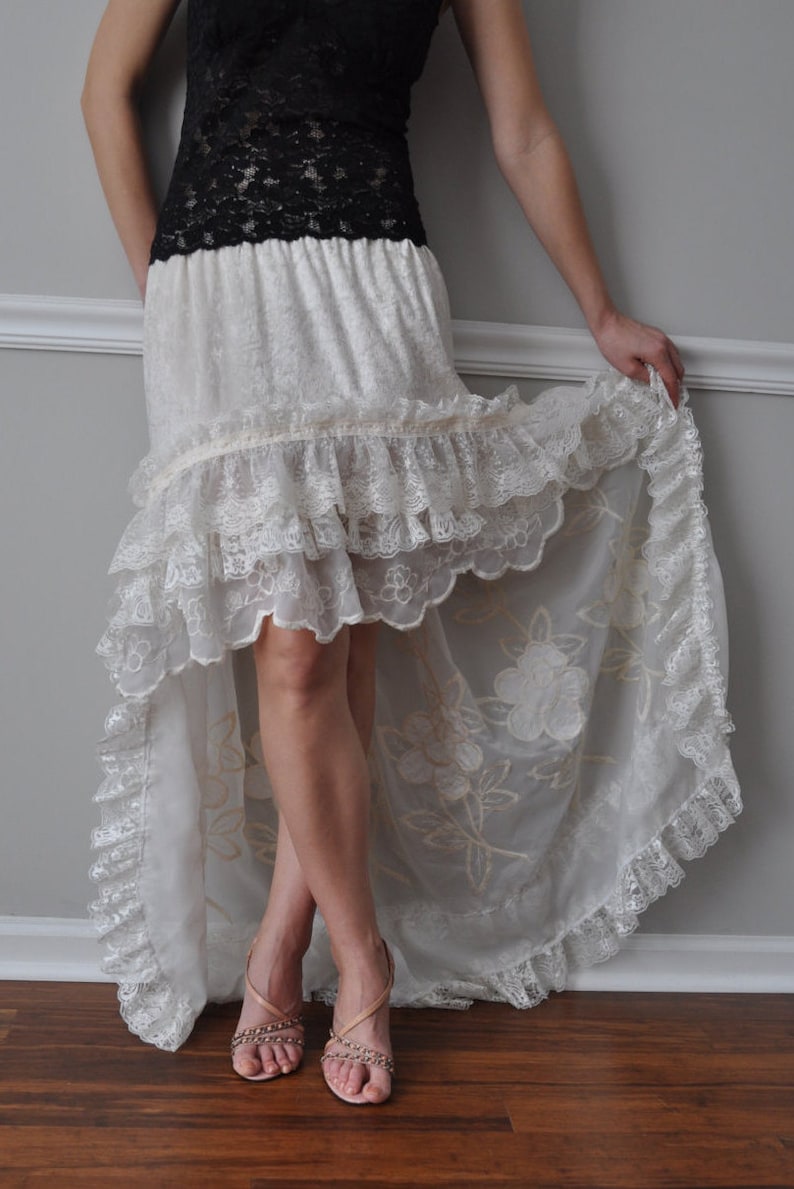 Ivory Hi Low Ruffle Bustle Skirt Steampunk Bohemian Gypsy Etsy