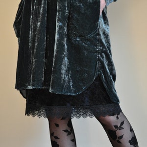 Slip Extender - Black Velvet/ Lace Trim Slip, Christmas, New Year's, Size XS S M L XL XXL